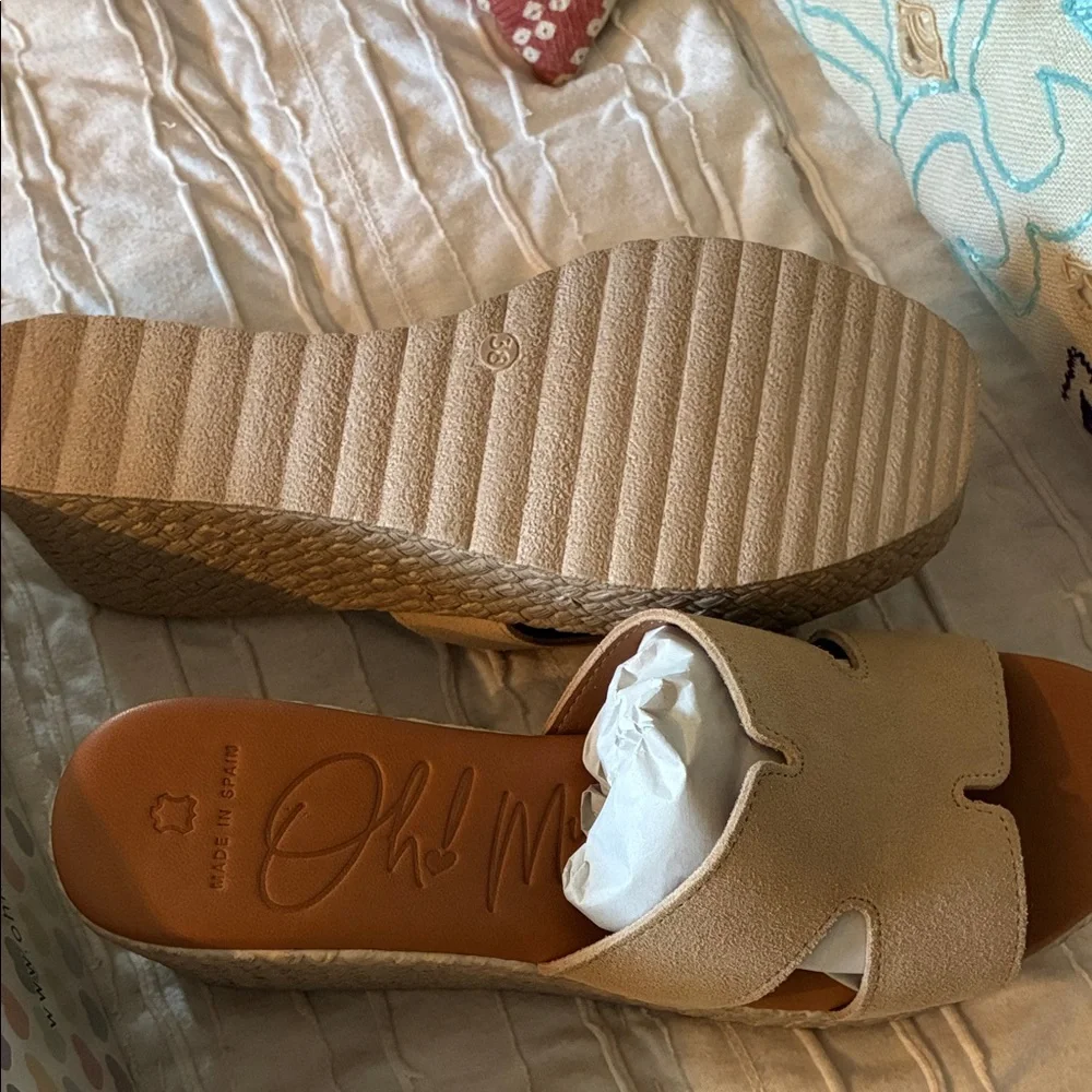 Oh Suede Slide Sandals in Light Tan